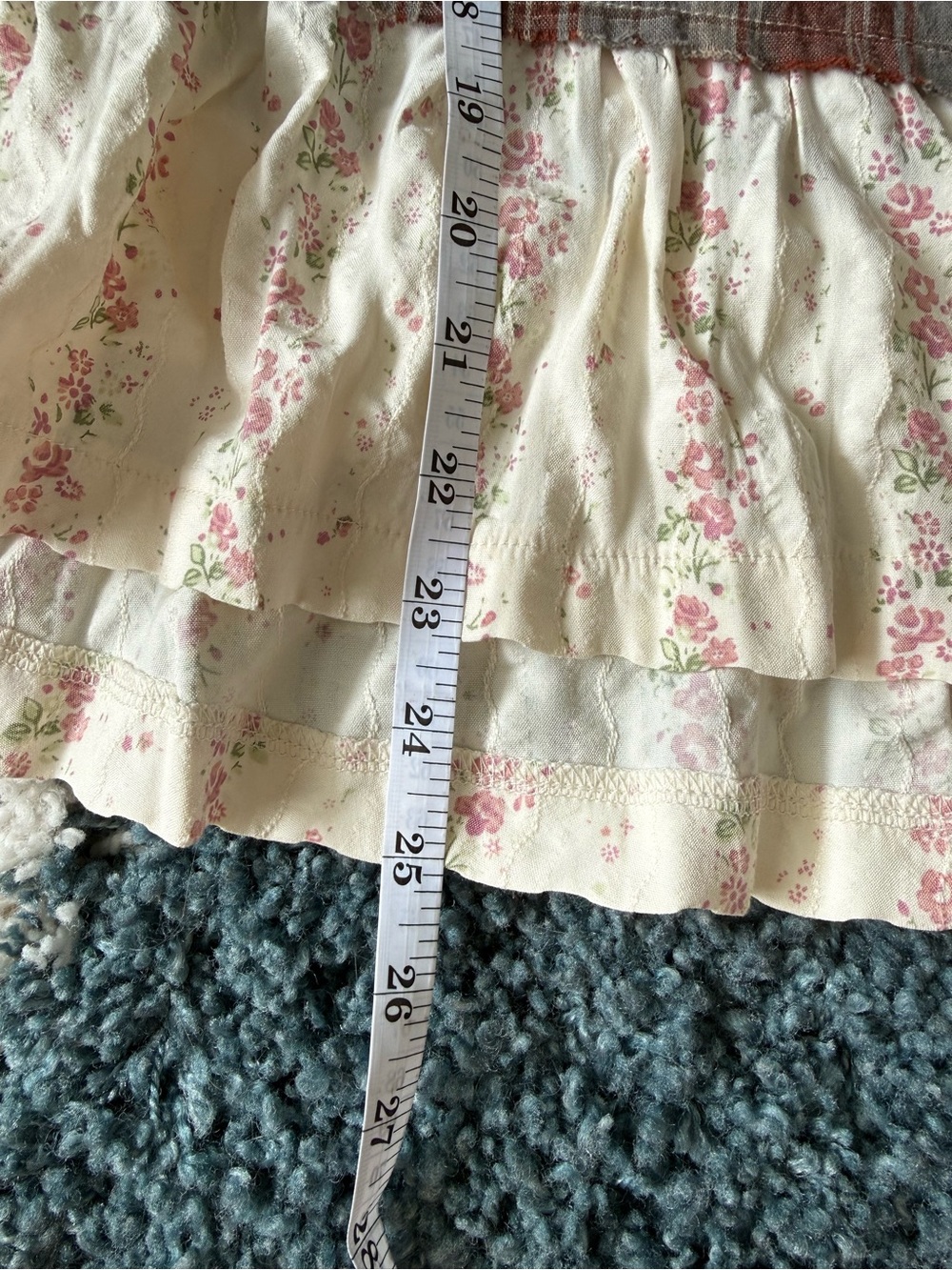 POL Plaid Button-Front Blouse in Rust and Cream - Picture 4 of 4